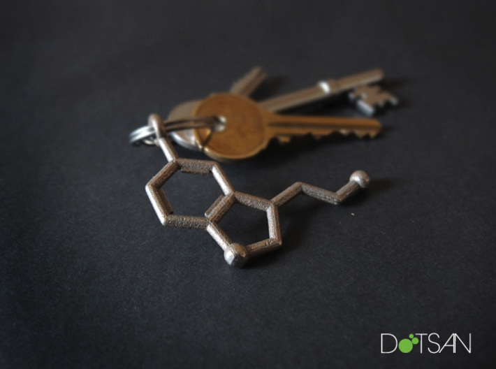 Serotonin 3D printed Steel Key Chain 3d printed 