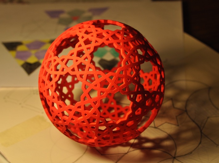 Islamic star ball with 11-pointed stars 3d printed