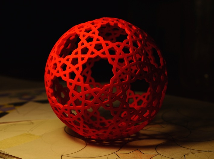 Islamic star ball with 11-pointed stars 3d printed 