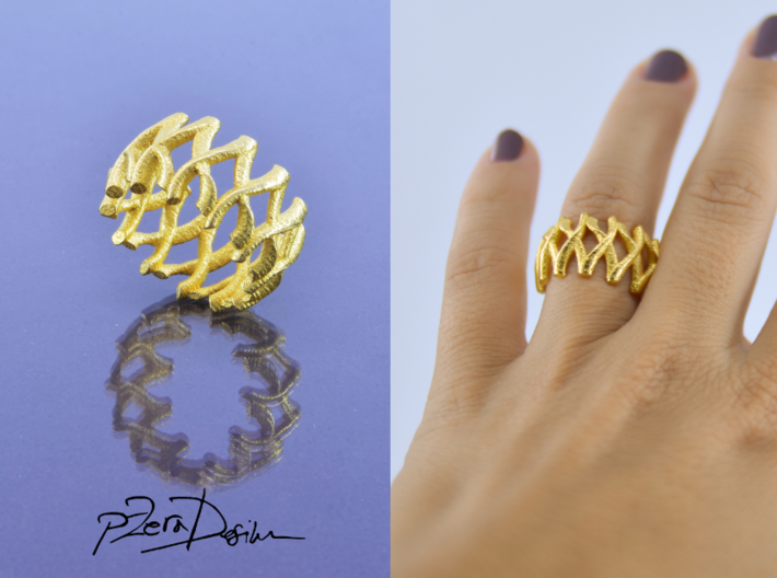 Simple Mesh Ring / Gold Mesh Ring 3d printed