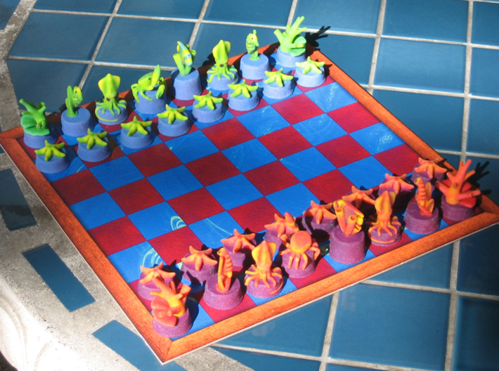 Sea Chess Pieces - Small 3d printed Board not included.