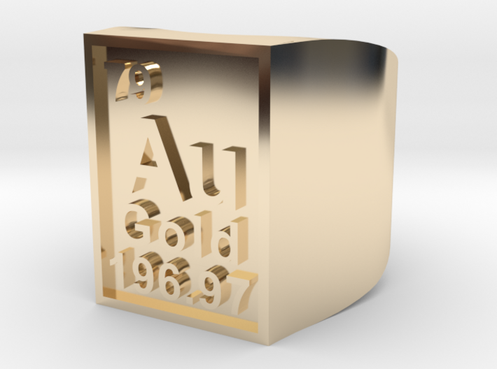 Gold Periodic Table Statement Ring Size 10 3d printed