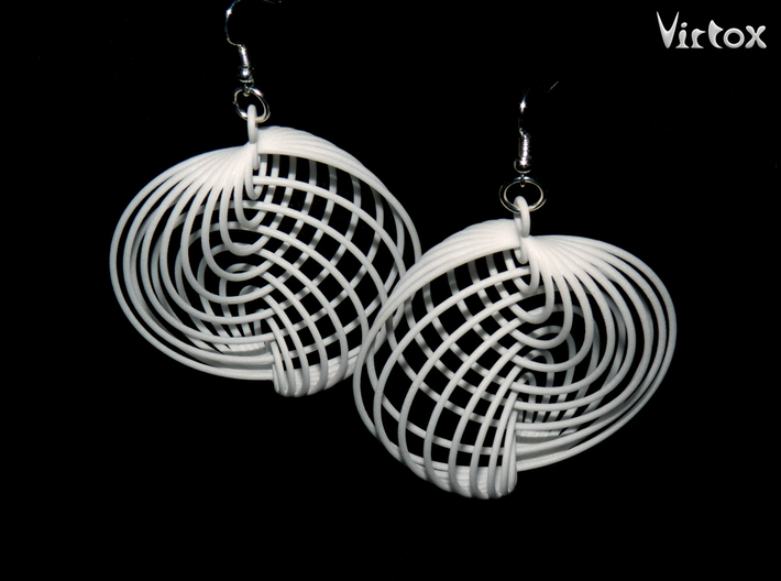 Running in Circles - Earrings 3d printed White Strong &amp; Flexible Polished