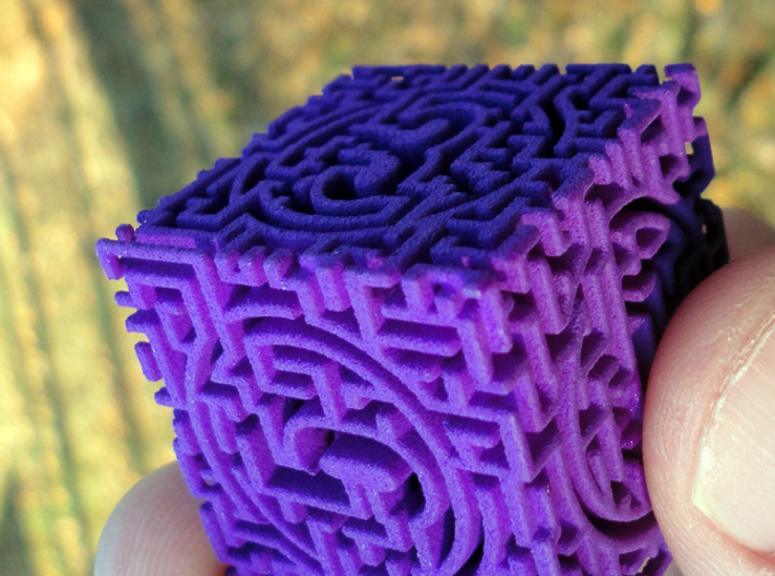 Labyrinthine d6 3d printed In purple strong and flexible polished