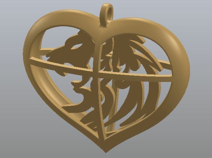Lion Heart 3d printed Dimetric view