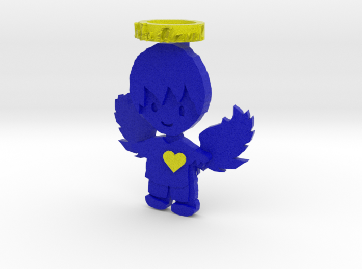 Pendant Full Color Blue Angel Boy 3d printed