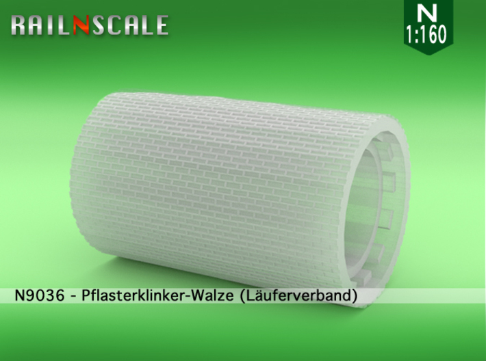 Pflasterklinker-Walze (Läuferverband - N 1:160) 3d printed 