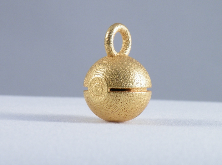 Pokeball pendant 3d printed Pokeball made in matte gold steel