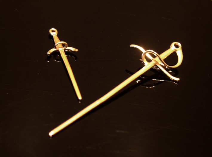 Rapier and Dagger (17th C. sword) earrings 3d printed