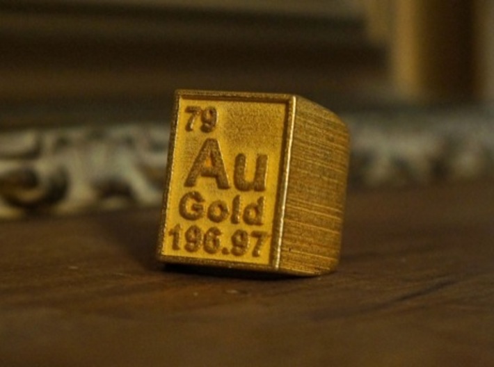 Gold Periodic Table Statement Ring Size 10 3d printed This Statement Peice Printed In Polished Gold Steel.