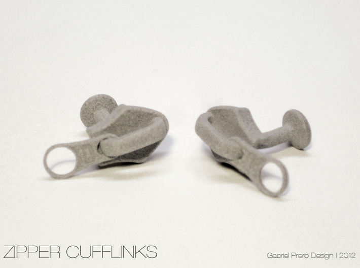 Zipper Cufflinks 3d printed 