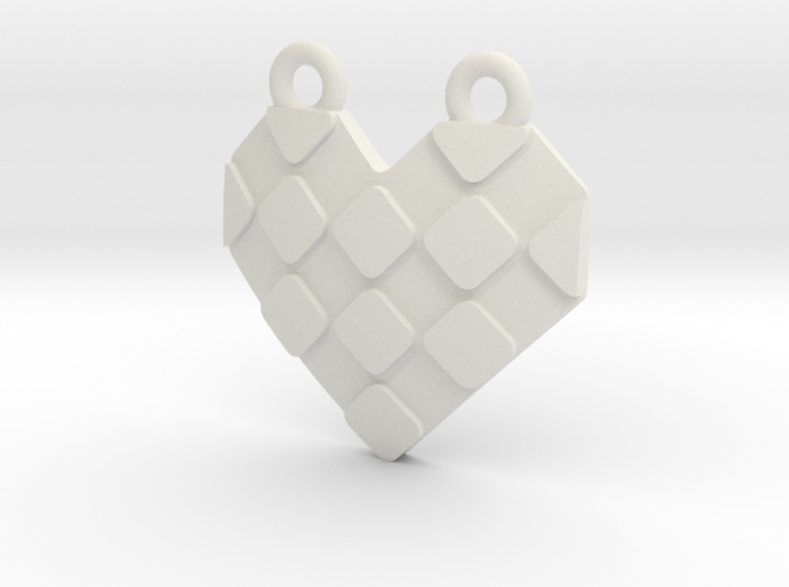 Origami Heart Pendant - checkered 3d printed