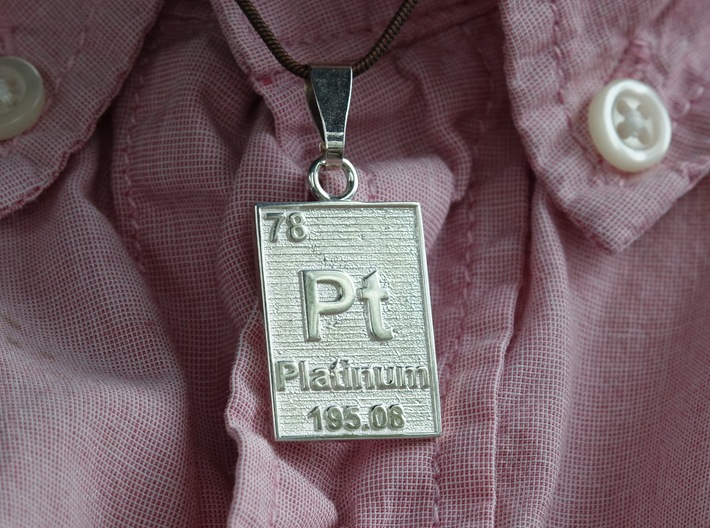 Platinum Periodic Table Pendant 3d printed The pendant printed in polished silver. This gives you a good idea of what platinum print would look like.