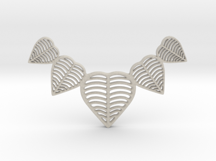 Leafy heart pendant / Necklace 3d printed