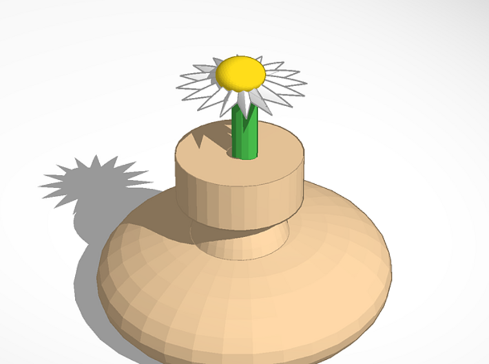 Vase With A Daisy 3d printed