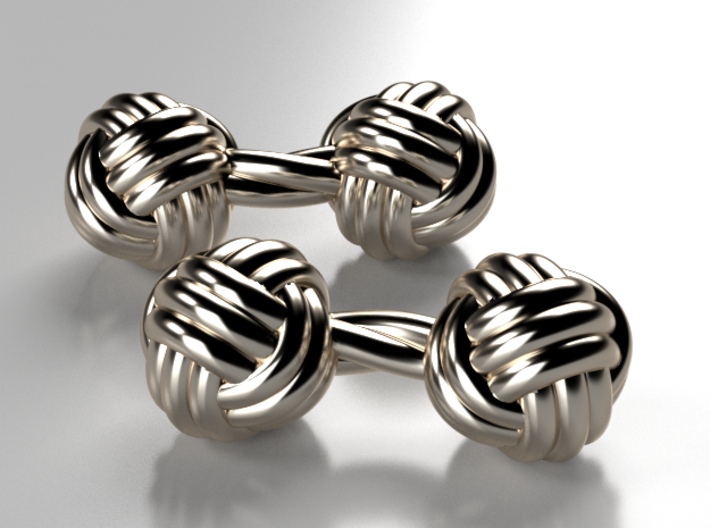 Silk Knot Cufflinks 3d printed Premium Silver