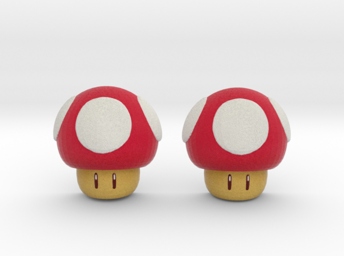 Super Mario Mushrooms Earrings 3d printed 