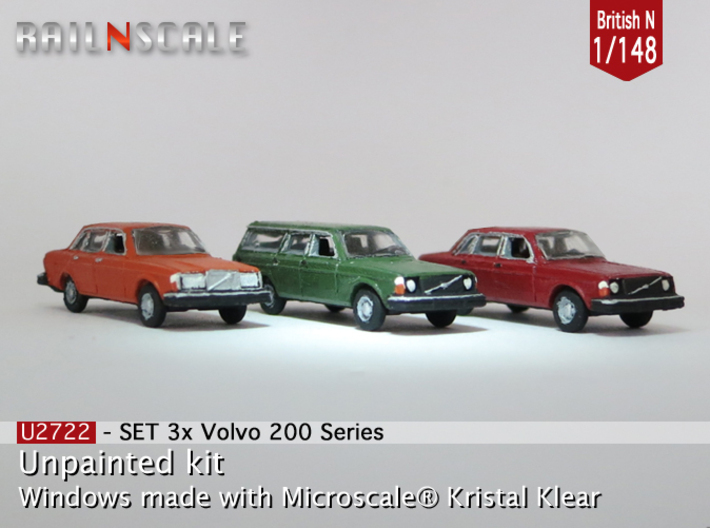 SET 3x Volvo 200-series (British N 1:148) 3d printed 