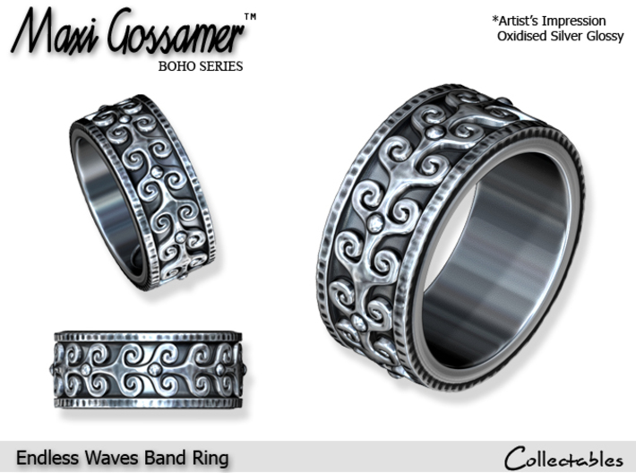 Endless Waves Band Ring 3d printed