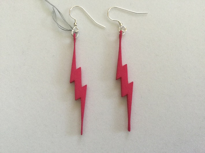 Lightning Bolt CN Power Earrings / Pendant L914001 3d printed Pink Strong &amp; Flexible Polished