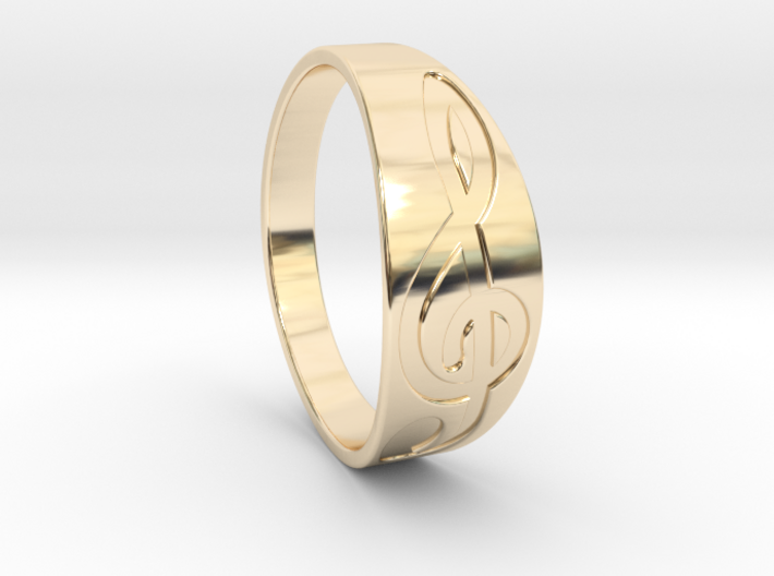 Size 9 M G-Clef Ring Engraved 3d printed 14k gold