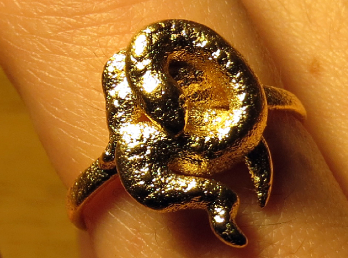 Covetous Gold Serpent Ring, Size 8.5 3d printed