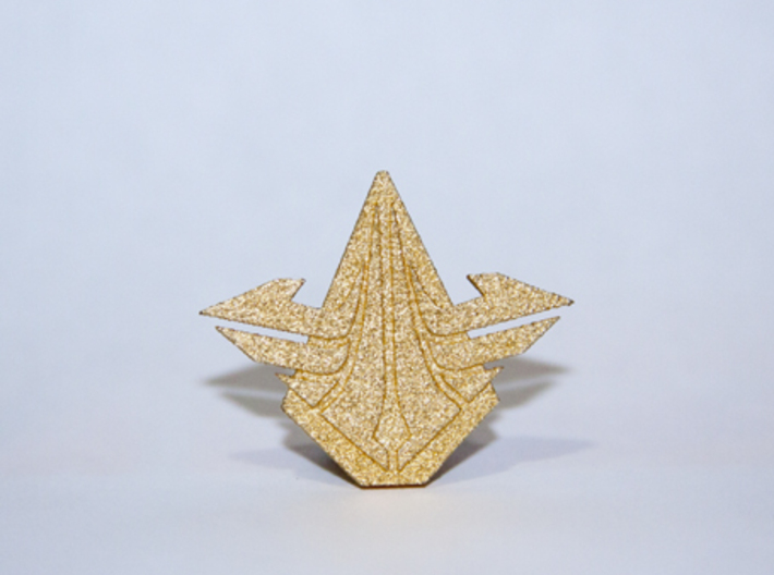 SkyGuard badge 3d printed Polished gold Steel SkyGuard pin
