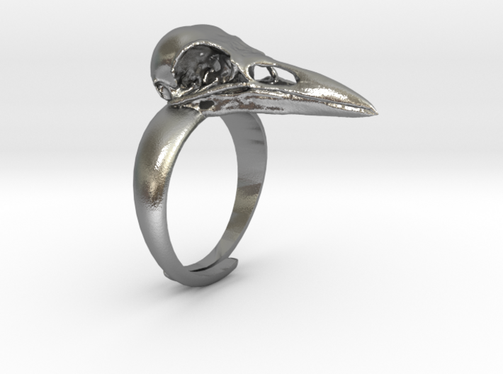 Crow Ring With Logo 3d printed