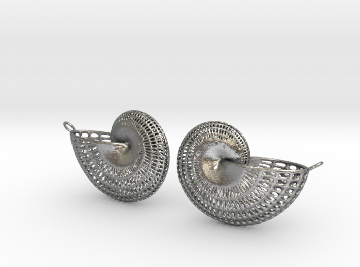 Nautilus Earring Pair (2) with attachment loop 3d printed