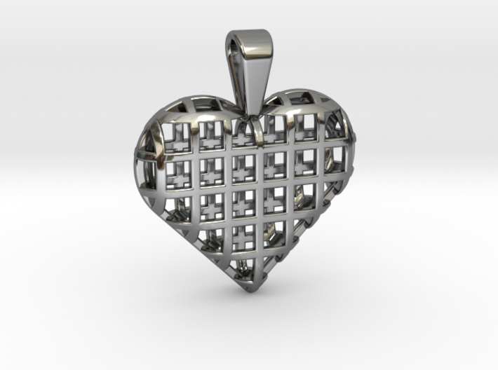 Heart wireframe pendant 3d printed 