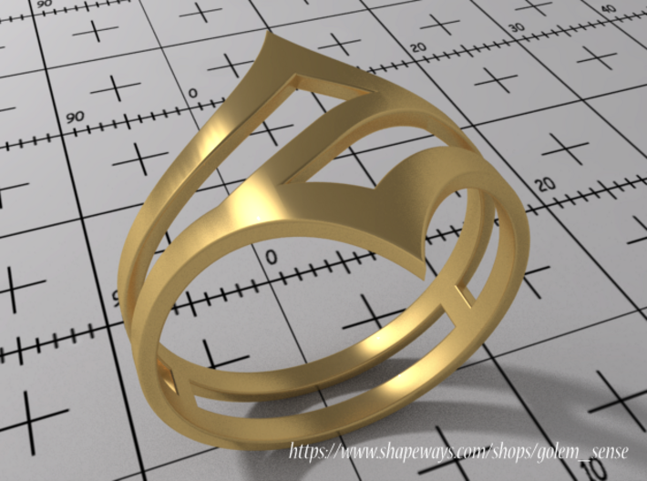 Ring Model C - Size 6 - Gold 3d printed