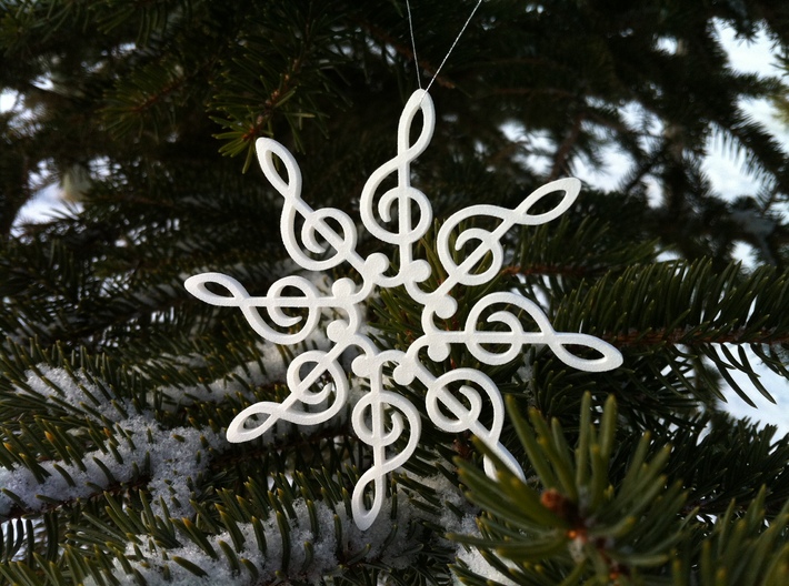 Treble Clef Snowflake Ornament 3d printed 