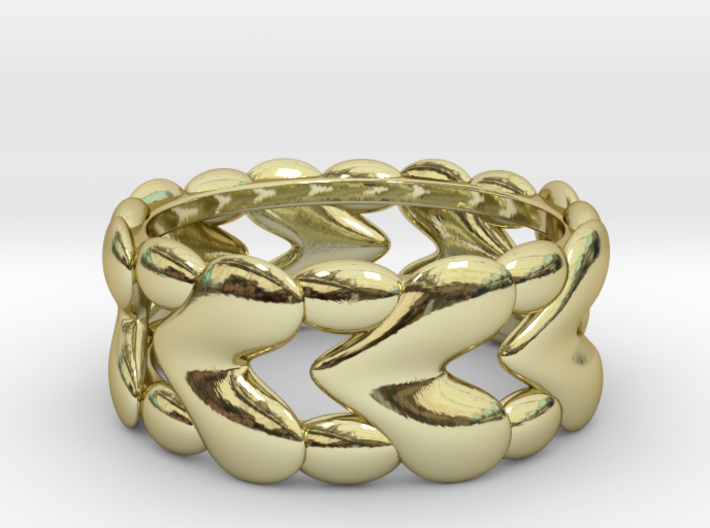 8 Hearts Ring (Size 18) 3d printed