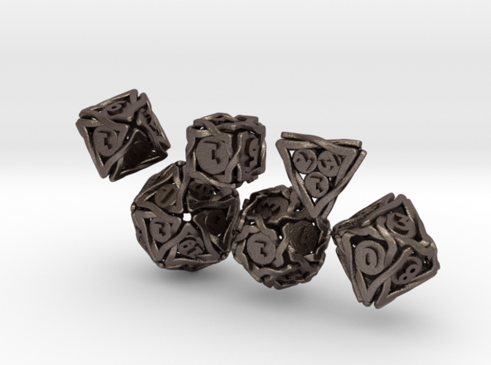 'Twined' Dice Gaming Die Set (6 dice) 3d printed 