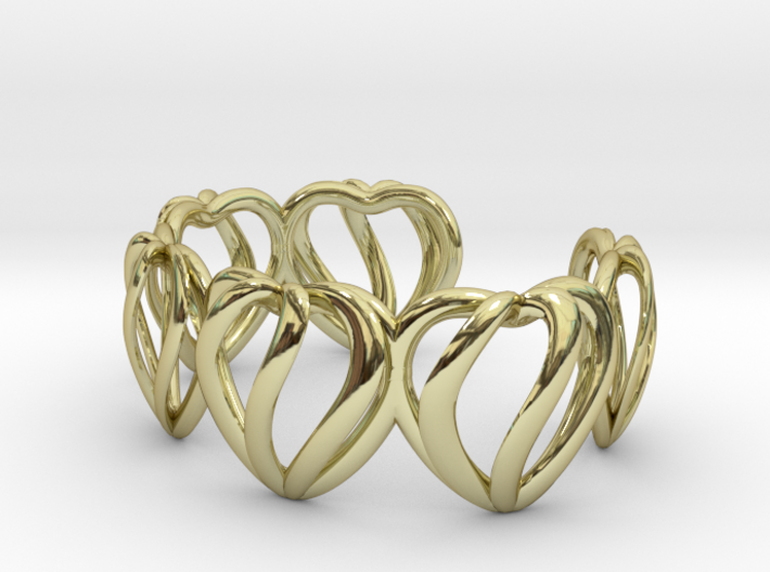 Heart Cage Bracelet (5 large hearts) 3d printed