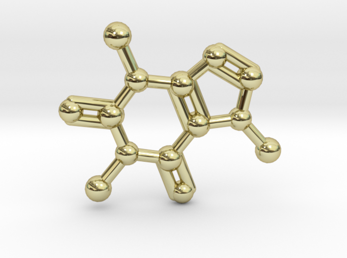Caffeine Molecule Necklace / Keychain 3d printed