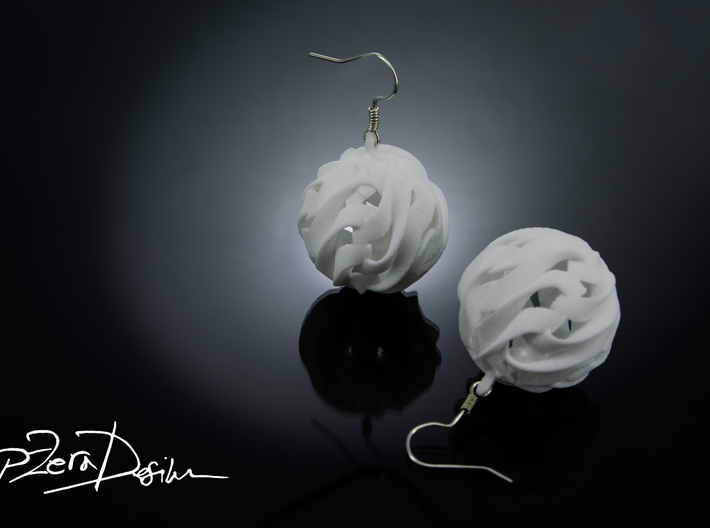 Globe Wave Earrings / Fireball Handmade Earrings 3d printed