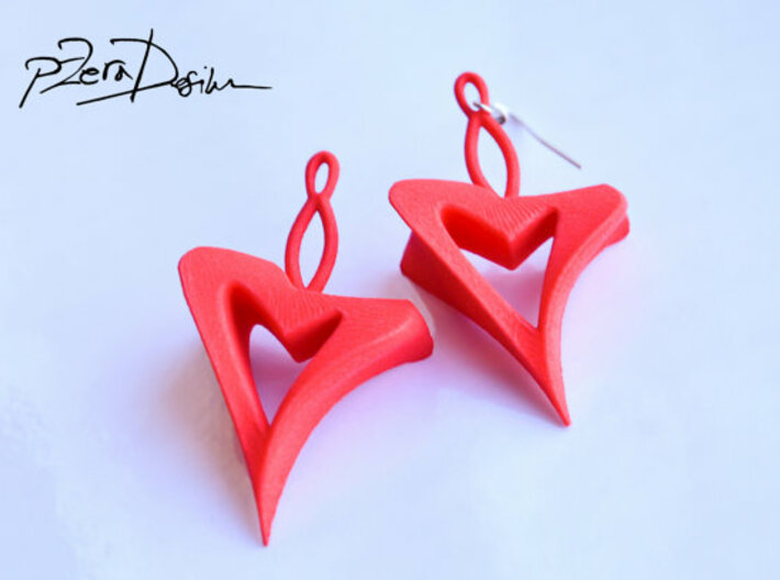 Naked Heart Earrings  3d printed 