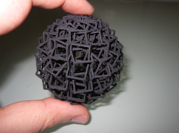 Cube Ball Ornament 1.1 3d printed Black Strong &amp; Flexible