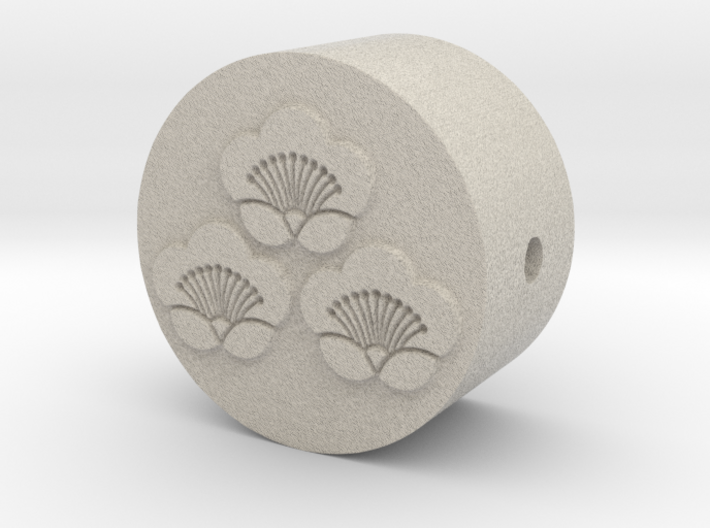 家紋の数珠ブレスレットパーツ(三つ盛り匂い梅) 3d printed