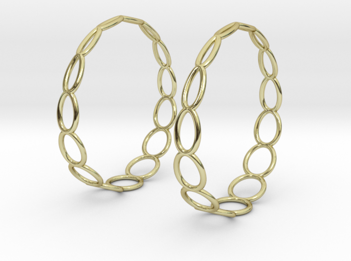 Curvy Wire 1 Hoop Earrings 50mm 3d printed