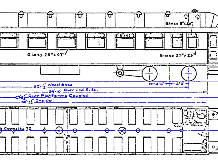 Pullman 60C3 Passenger Car - Zscale 3d printed Prototype Diagram used for this car