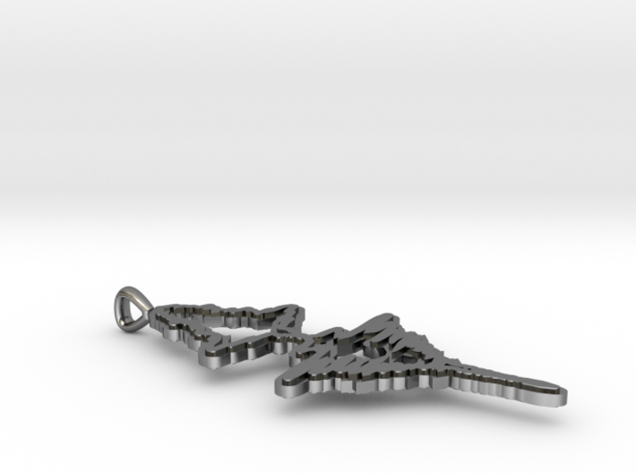 French - "Je t'aime" Sound Wave Necklace 3d printed 