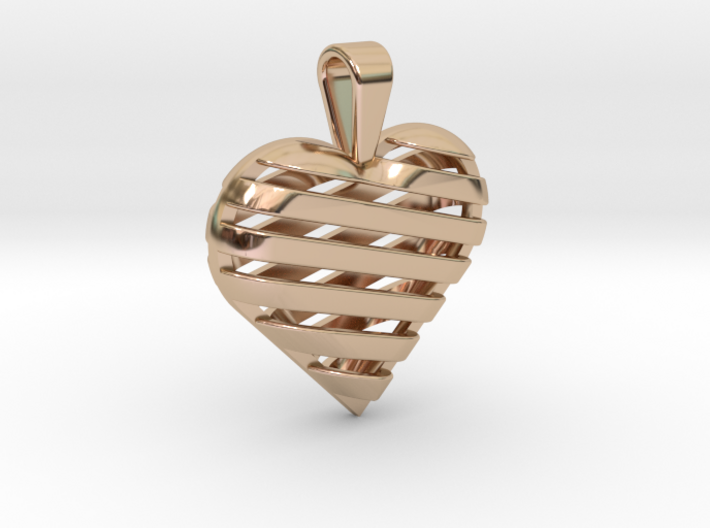 Striped heart pendant 3d printed 