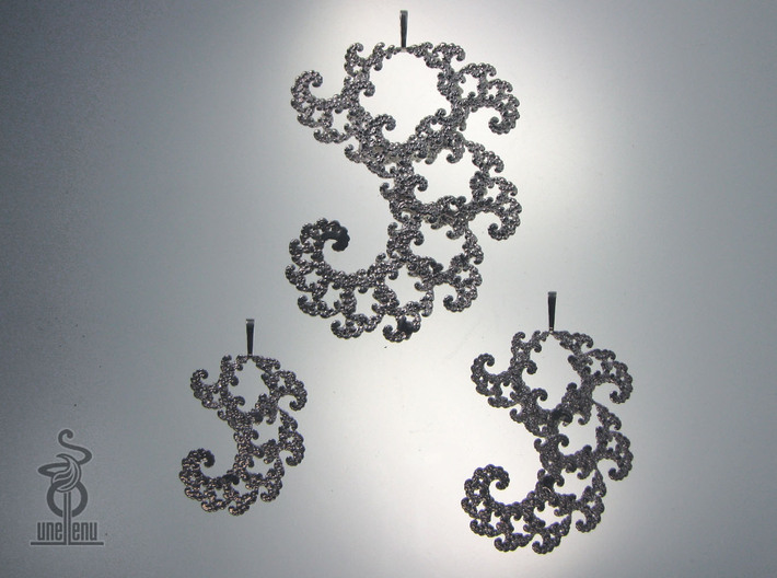 6cm Fractal lace, intricate spirals pendant  3d printed 