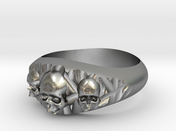 Cutaway Ring With Skulls Sz 7 3d printed