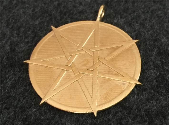 Fairy Star Pendant 3d printed The Fairy Star (heptagram) pendant in raw brass.