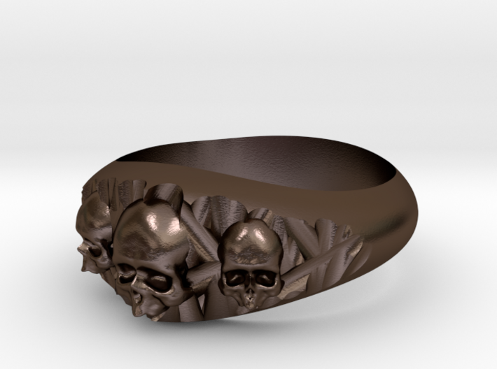 Cutaway Ring With Skulls Sz 10 3d printed