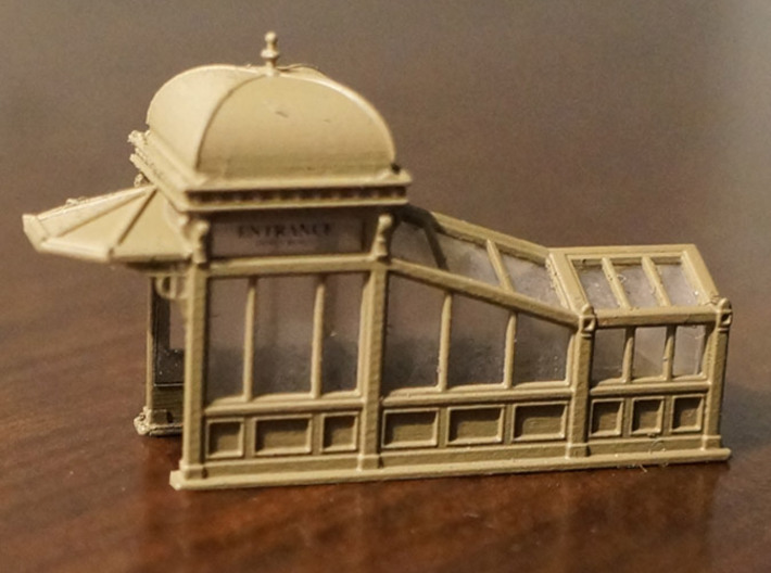 N Scale (1:160) Subway Kiosks (Set of 2) 3d printed Painted subway entrance.