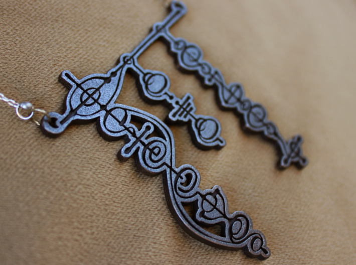 &quot;Live Long and Prosper&quot; Vulcan Script Pendant 3d printed Pictured: Polished Grey Steel